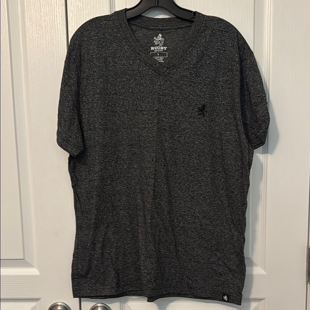 Rugby University Men’s Large Heather Dark Charcoal V-Neck Shirt